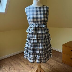 Batsheva Gray and White Checkered Dress